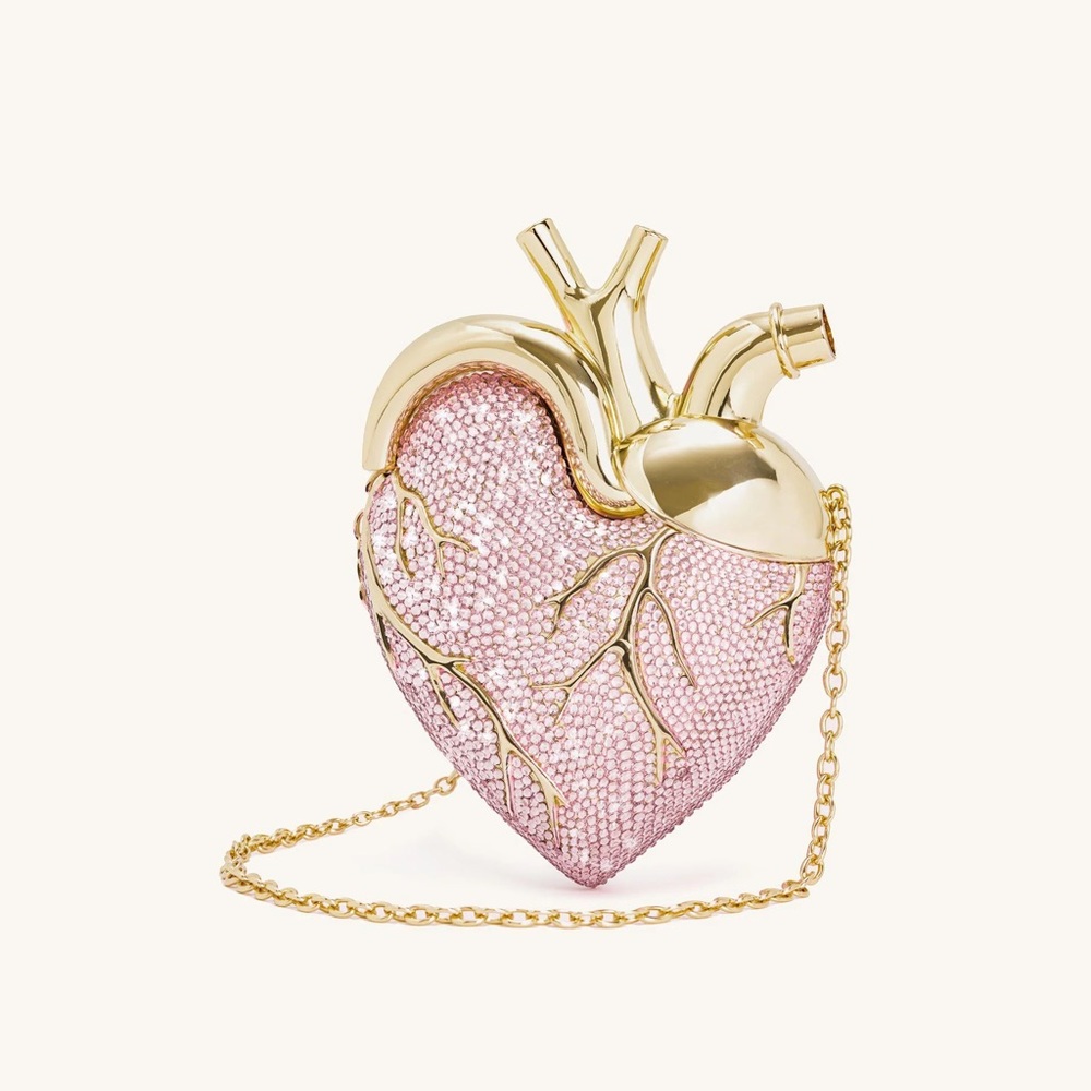 Maren Artificial Crystal Heart Shaped Bag - Pink